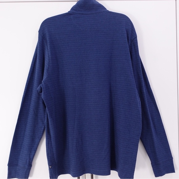 NWT Chaps Long Sleeve Quarter Zip Rice Knit Jacket Sweater Sz Large Newport Navy - Picture 9 of 16